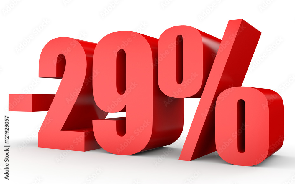 Discount 29 percent off. 3D illustration on white background. Discount 29 percent off. 3D illustration on white background.