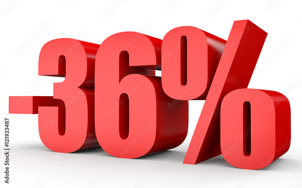 Discount 36 percent off. 3D illustration on white background. Discount 36 percent off. 3D illustration on white background.