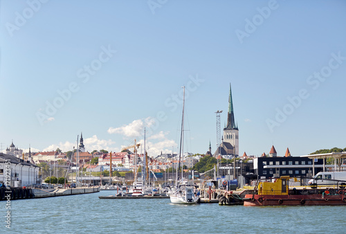 sea port harbor and old town in tallinn city