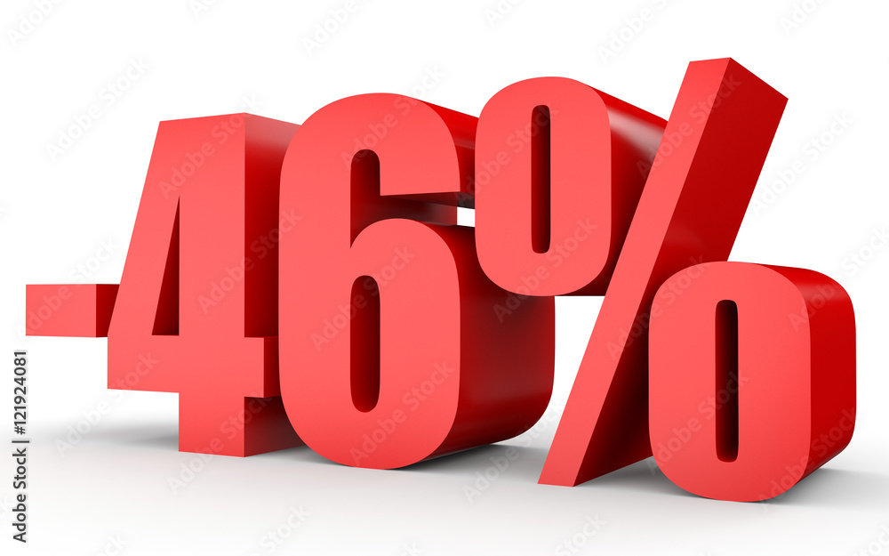 Discount 46 percent off. 3D illustration on white background. Discount 46 percent off. 3D illustration on white background.
