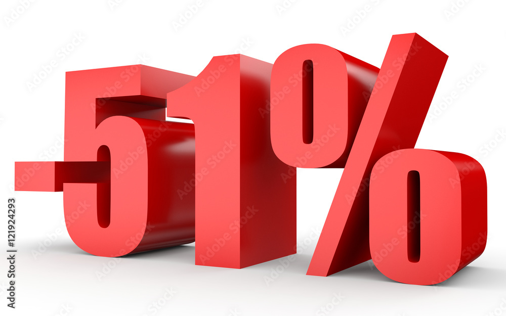 Discount 51 percent off. 3D illustration on white background. Discount 51 percent off. 3D illustration on white background.