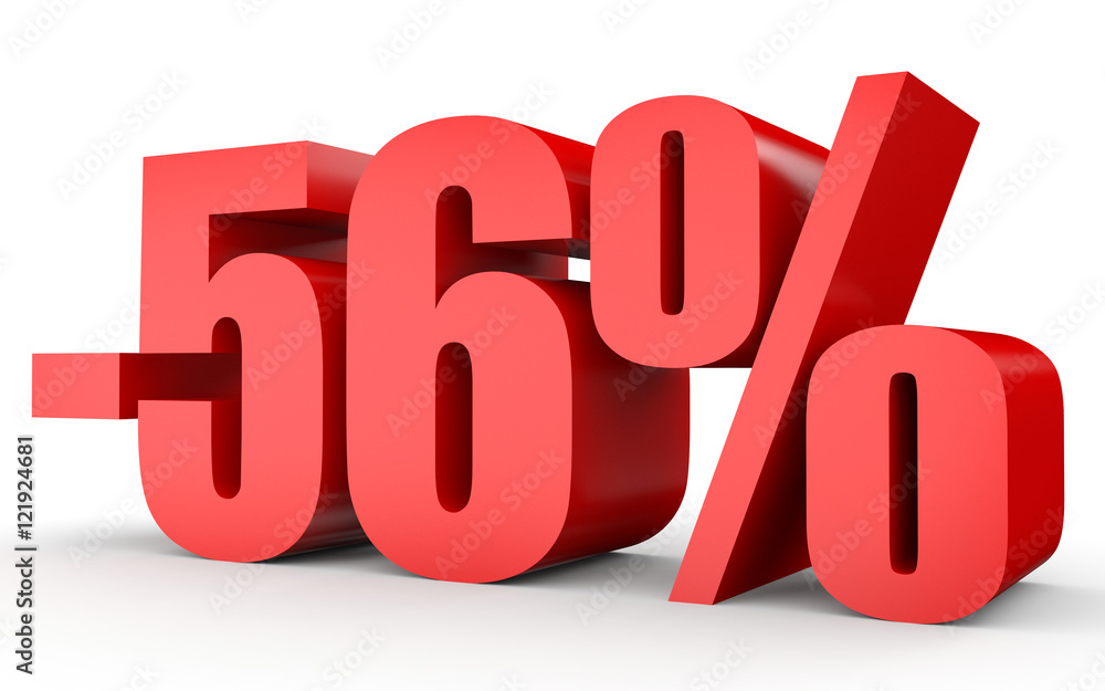 Discount 56 percent off. 3D illustration on white background. Discount 56 percent off. 3D illustration on white background.