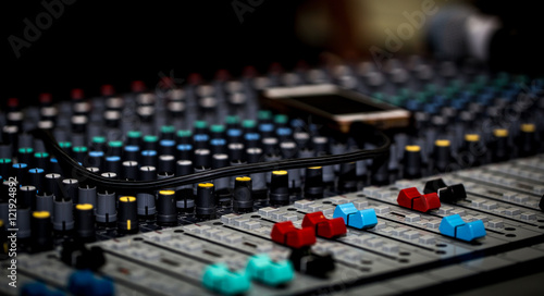 fader digital mixing console with volume meter