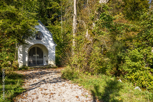 Verwunschene Ruhestätte an einem kleinen Bach im Wald photo