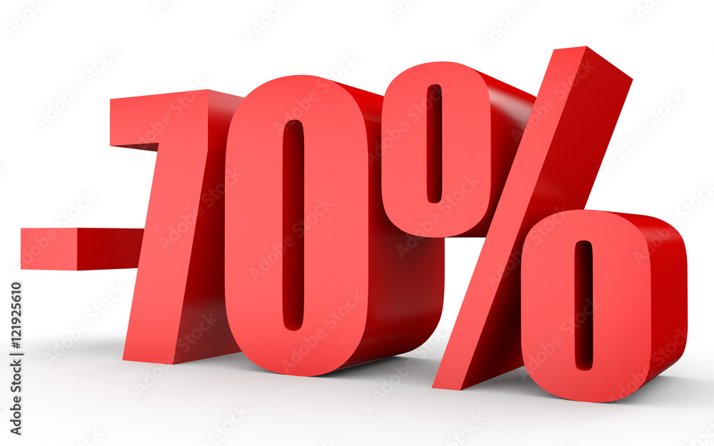 Discount 70 percent off. 3D illustration on white background. Discount 70 percent off. 3D illustration on white background.