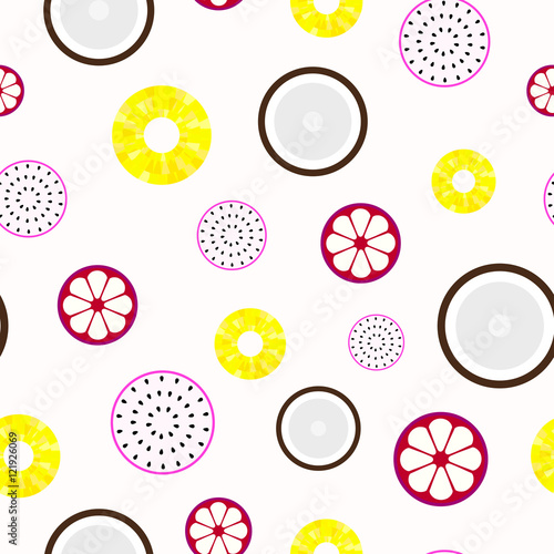 Tropical fruits - seamless vector pattern.