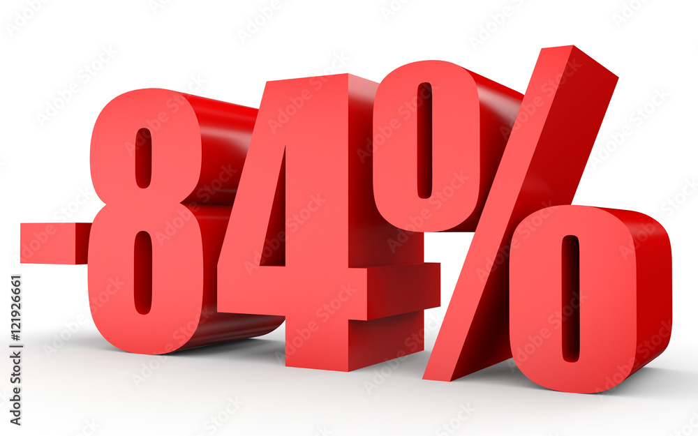Discount 84 percent off. 3D illustration on white background. Discount 84 percent off. 3D illustration on white background.