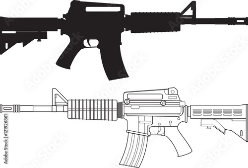 Classic American combined arms assault rifle isolated on white background