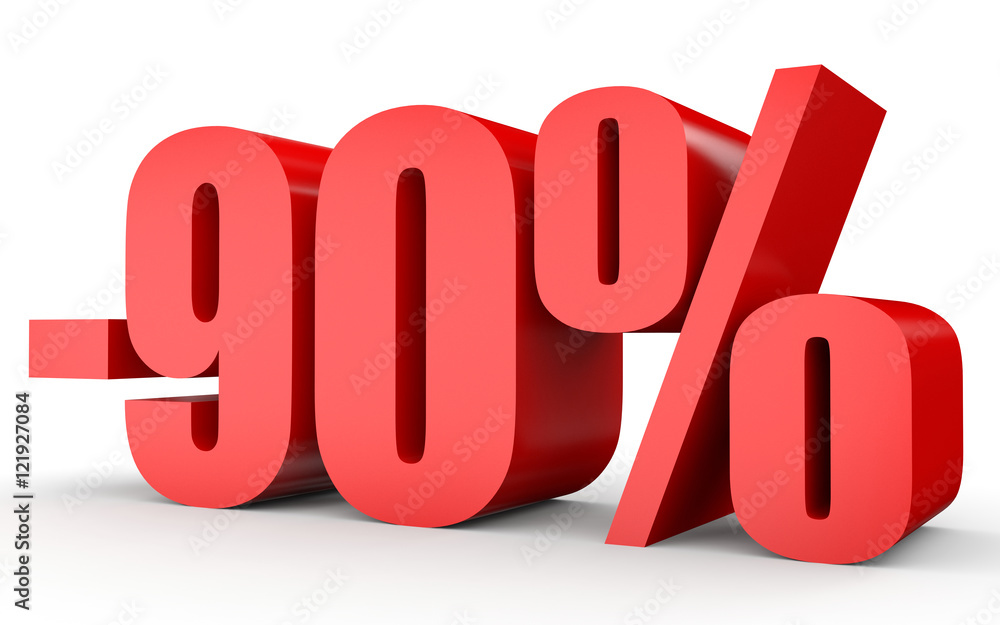 Discount 90 percent off. 3D illustration on white background. Discount 90 percent off. 3D illustration on white background.