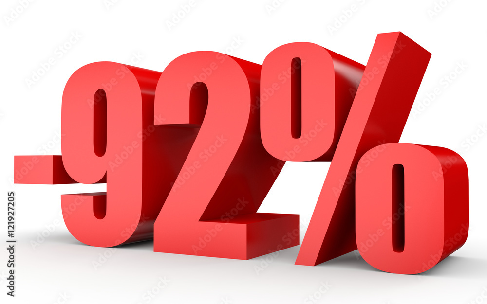 Discount 92 percent off. 3D illustration on white background. Discount 92 percent off. 3D illustration on white background.