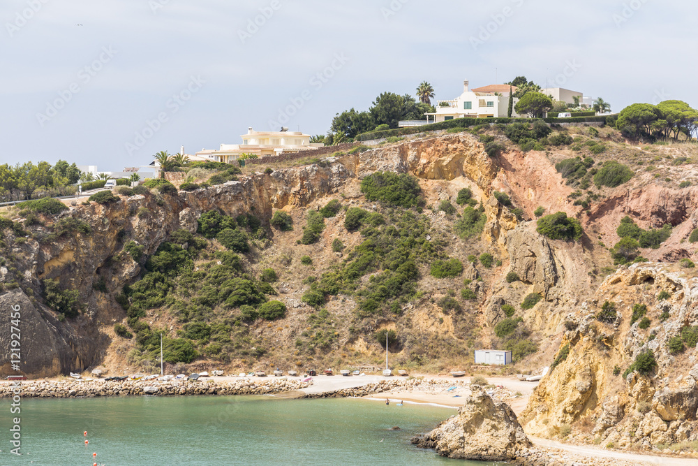 House on steep coast, Algarve in Portugal