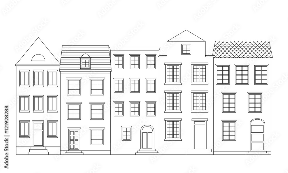 Row of houses, vector illustration