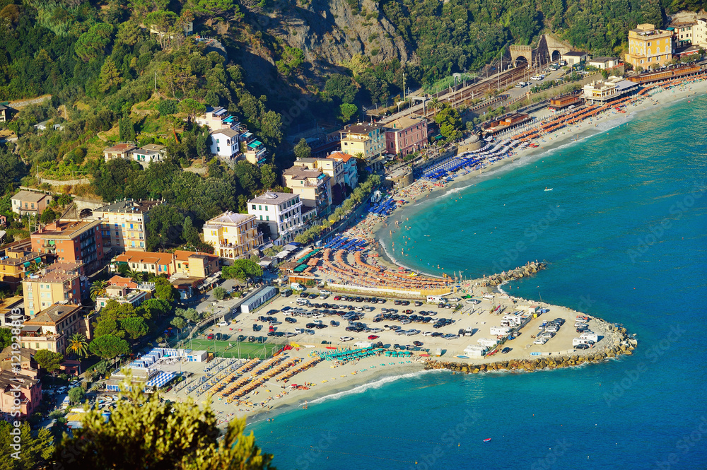 Fototapeta premium Monterosso al Mare aerial view, Cinque Terre, Italian Riviera, Liguria