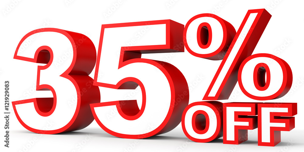 Discount 35 percent off. 3D illustration on white background. Discount 35 percent off. 3D illustration on white background.