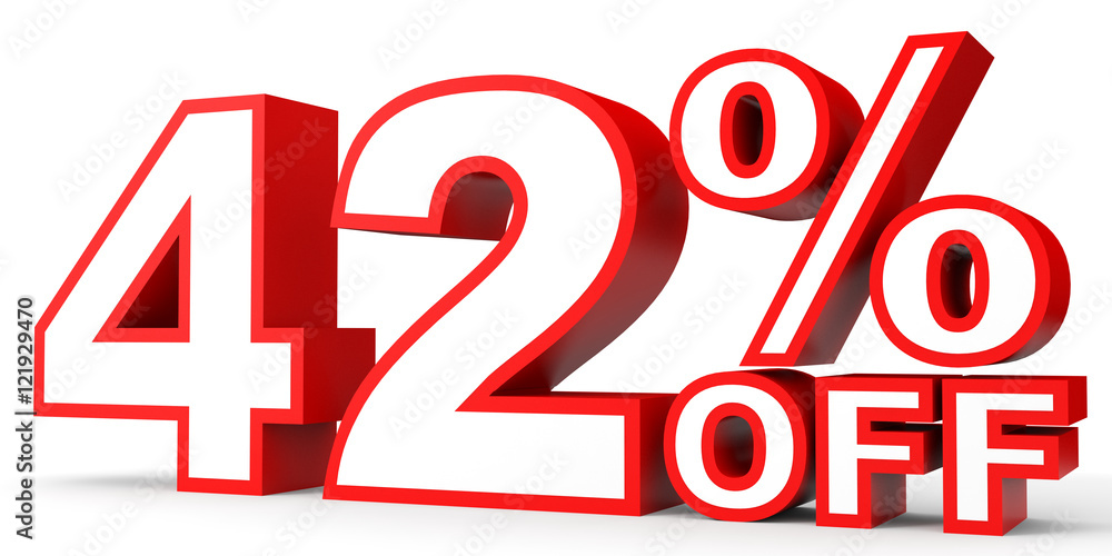 Discount 42 percent off. 3D illustration on white background. Discount 42 percent off. 3D illustration on white background.
