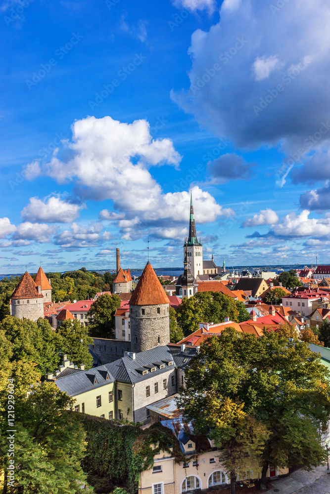Panoramic view of Tallinn old town. Estonia, Europe.