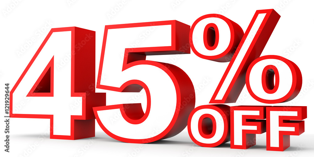 Discount 45 percent off. 3D illustration on white background. Discount 45 percent off. 3D illustration on white background.