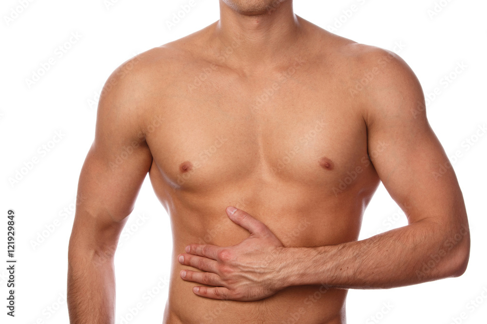 Man with pain in his stomach Man with pain in his stomach
