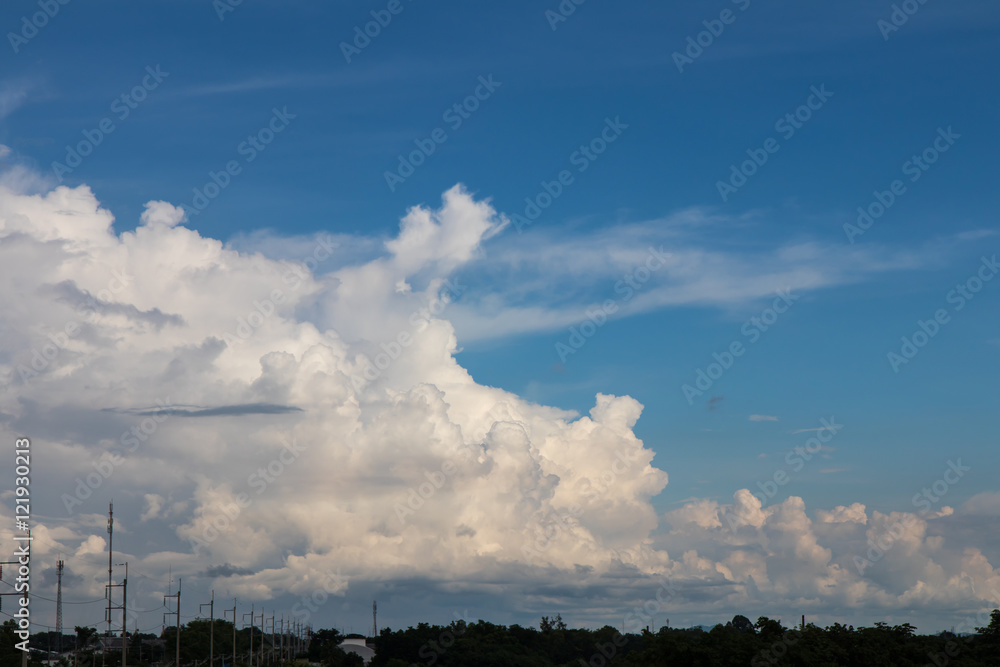 Cloudy skies over the countryside.