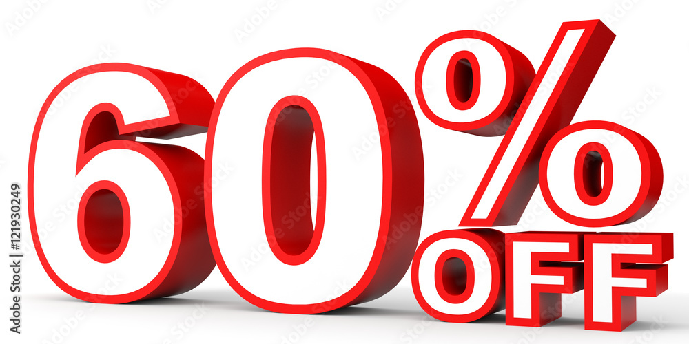 Discount 60 percent off. 3D illustration on white background. Discount 60 percent off. 3D illustration on white background.