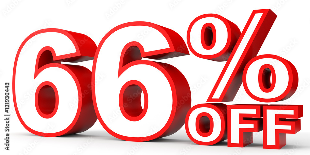 Discount 66 percent off. 3D illustration on white background. Discount 66 percent off. 3D illustration on white background.