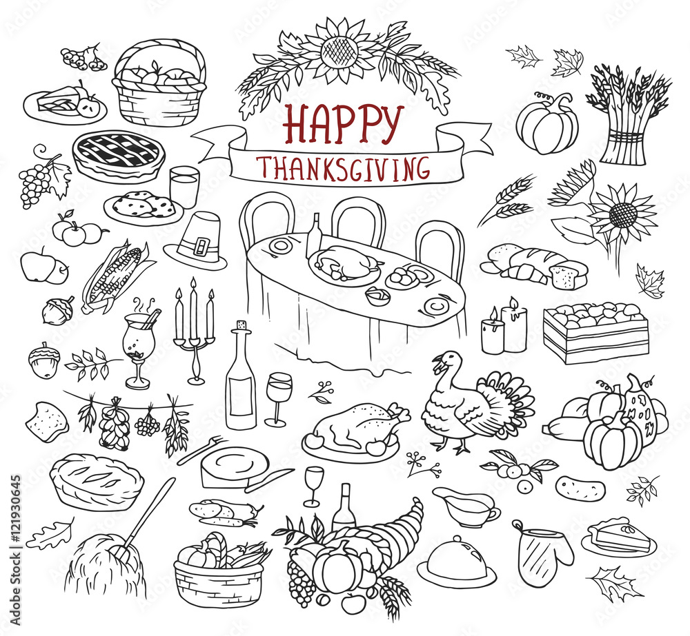 Thanksgiving Food Drawings