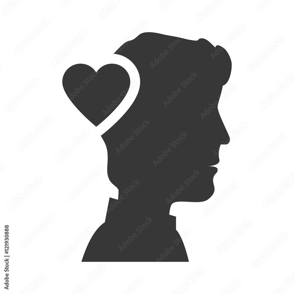 avatar man person male user with heart shape icon silhouette. vector illustration