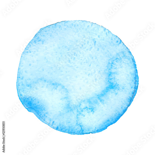 Violet blue watercolor hand drawn paper texture isolated round stain on white background. Wet brush painted smudges abstract vector illustration. Water drop design element for banner, print
