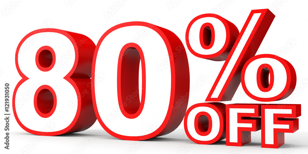 Discount 80 percent off. 3D illustration on white background. Discount 80 percent off. 3D illustration on white background.