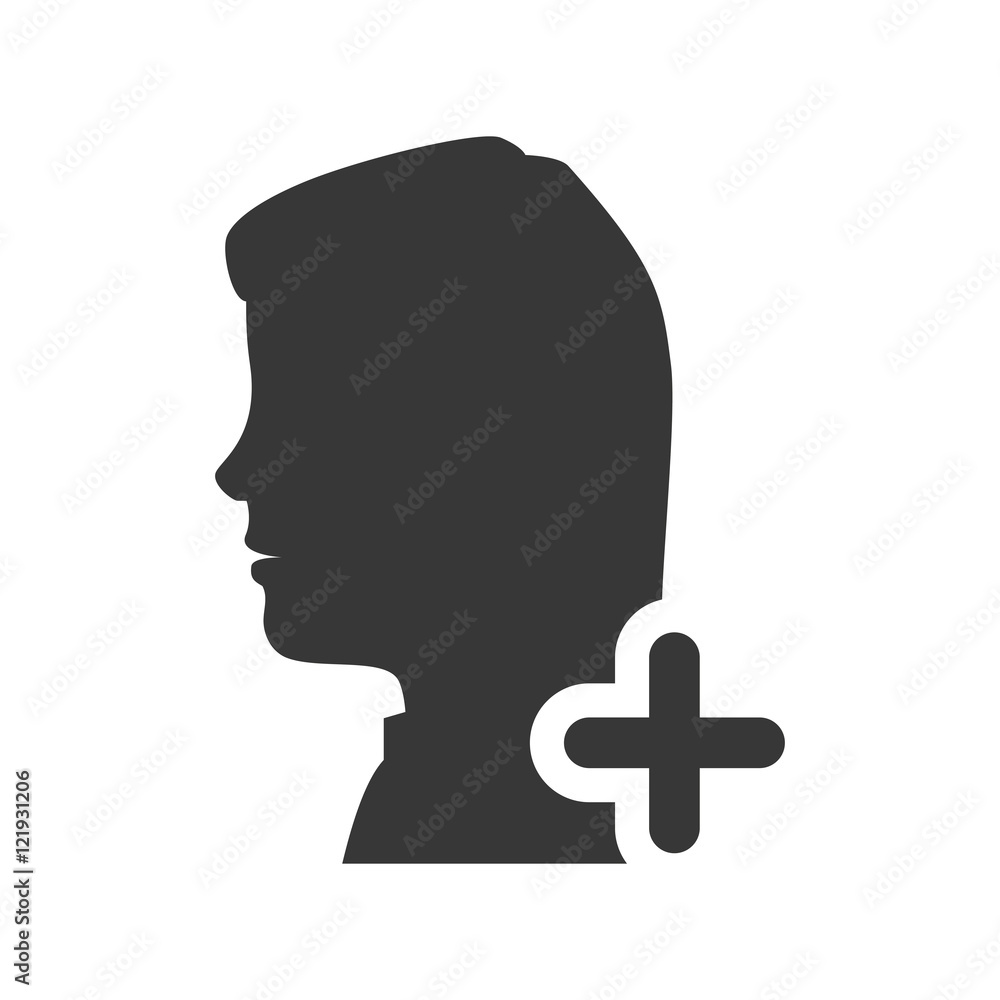 avatar woman person female user with plus icon silhouette. vector illustration avatar woman person female user with plus icon silhouette. vector illustration