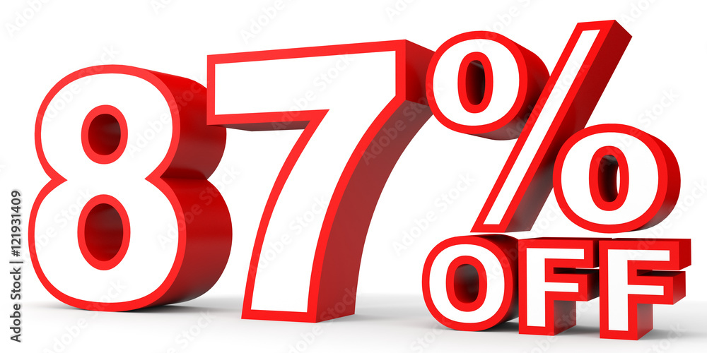 Discount 87 percent off. 3D illustration on white background. Discount 87 percent off. 3D illustration on white background.