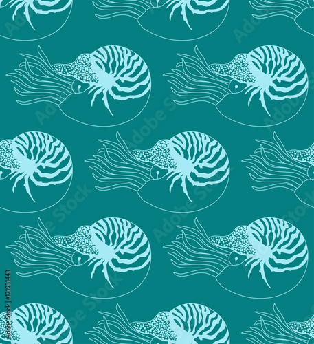 seamless pattern made of Nautilus Pompilius