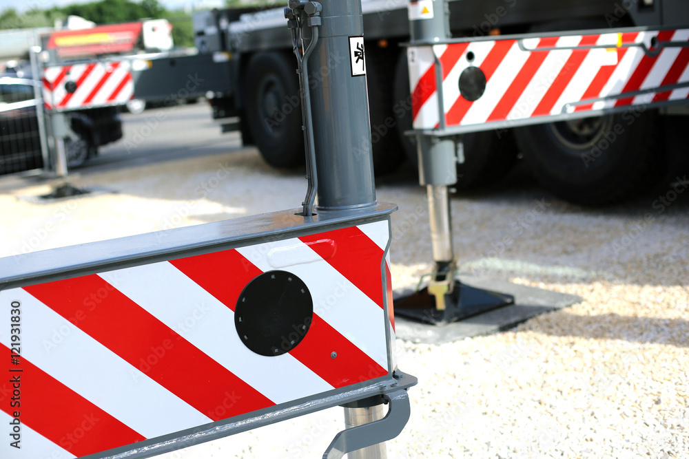 Obraz premium A fragment of a construction truck crane