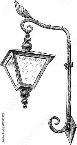 sketch of a vintage streetlight