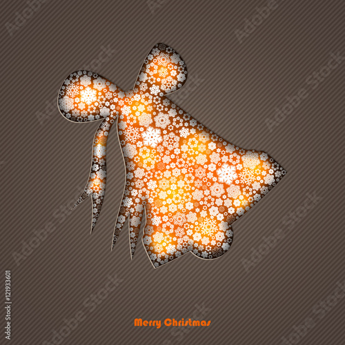 Winter vector background silhouette of the bell incision in the paper with space for your text. Season backdrop. Winter template.