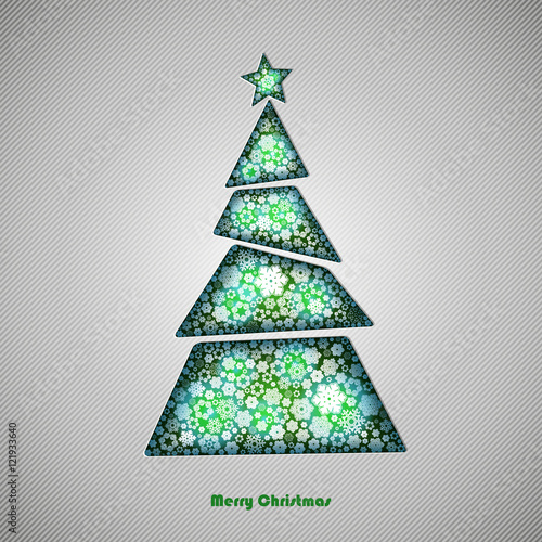 Winter vector background silhouette of the Christmas tree incision in the paper with space for your text. Season backdrop. Winter template.

