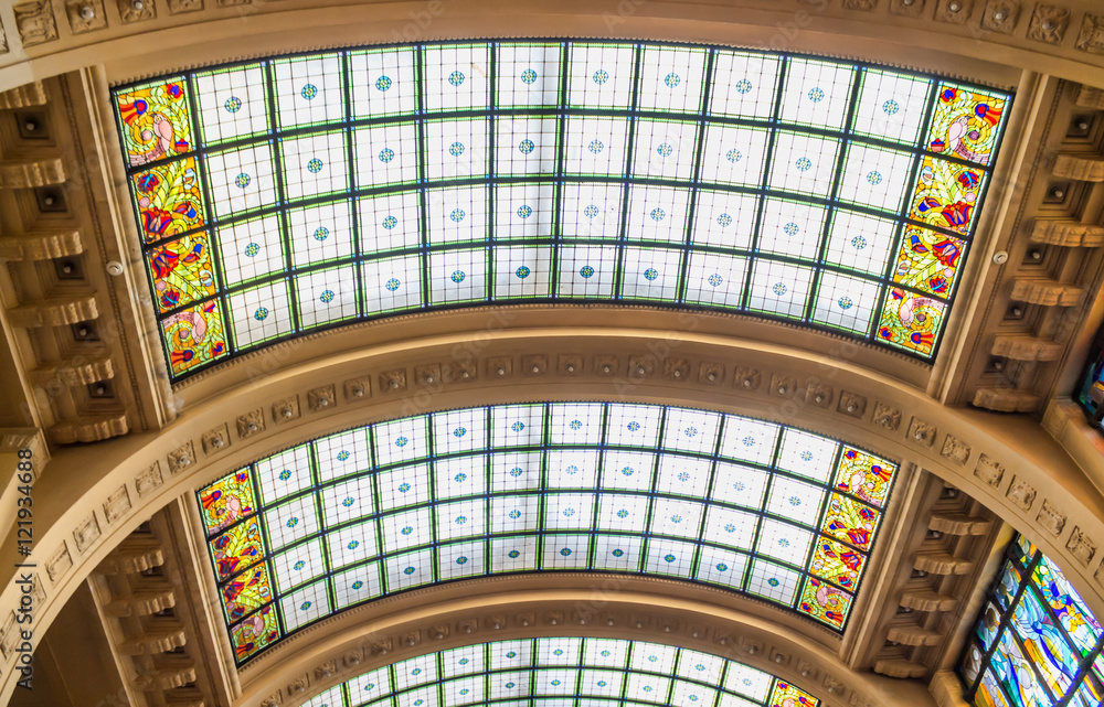 A decorative glass roof