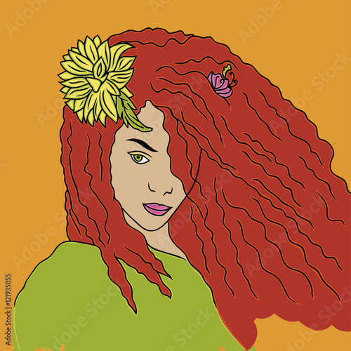 Portrait of arrogant young girl with red hair