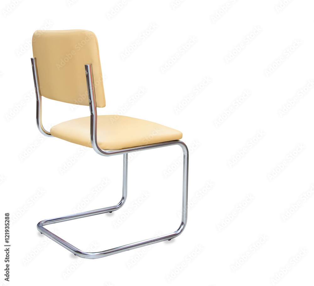 Modern office chair from beige leather. Isolated Modern office chair from beige leather. Isolated