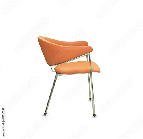 The office chair from orange leather. Isolated