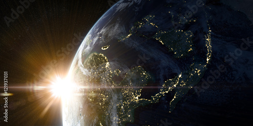 Fototapeta Naklejka Na Ścianę i Meble -  Orbital view on Earth from space