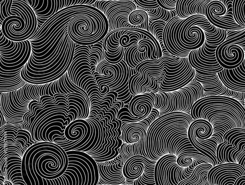 Beautiful abstract vector decorative seamless pattern with curling waving lines