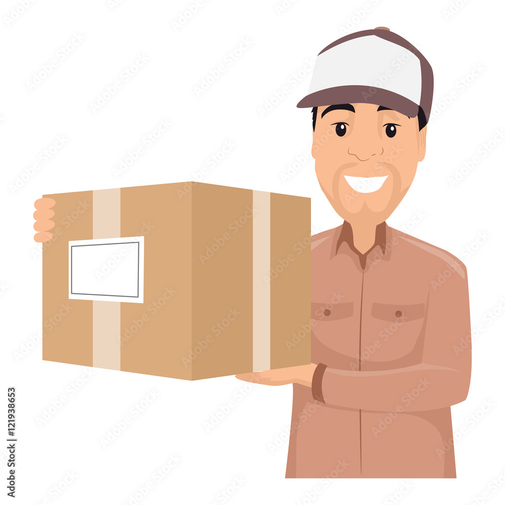 Vector Illustration of Delivery Man holding a Box Vector Illustration of Delivery Man holding a Box