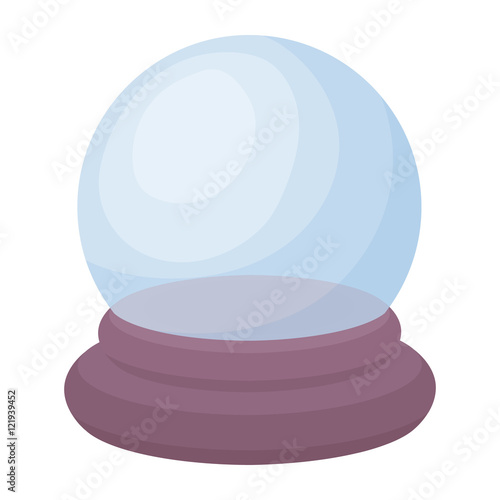 Crystal ball icon in cartoon style isolated on white background. Black and white magic symbol stock vector illustration.