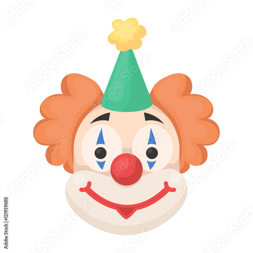 Clown icon in cartoon style isolated on white background. Circus symbol stock vector illustration.