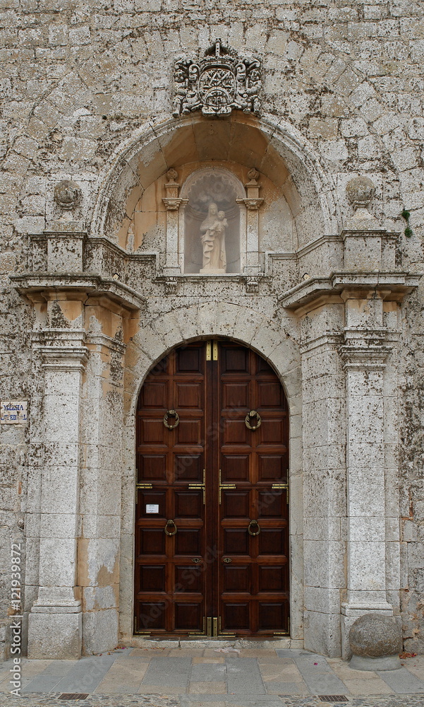 Old gate in church in Ibiza Town, Balearic Isnalds, Spain