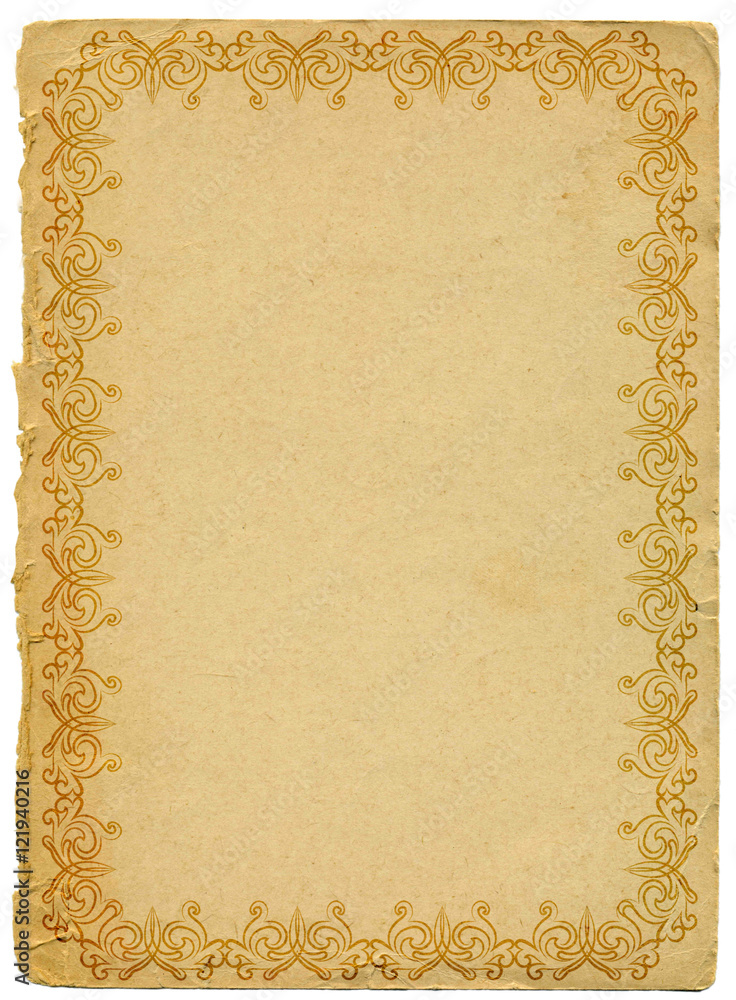 old paper with vintage frame