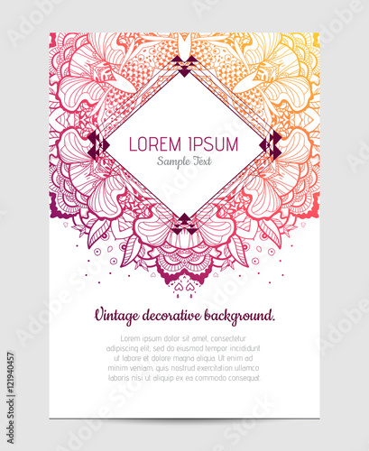 Invitation with hand drawn mandala pattern.