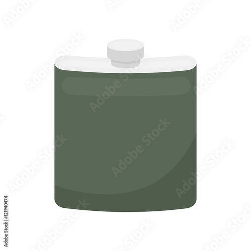 Hip flask icon in cartoon style isolated on white background. Hunting symbol stock vector illustration.