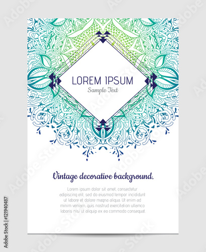 Invitation with hand drawn mandala pattern.